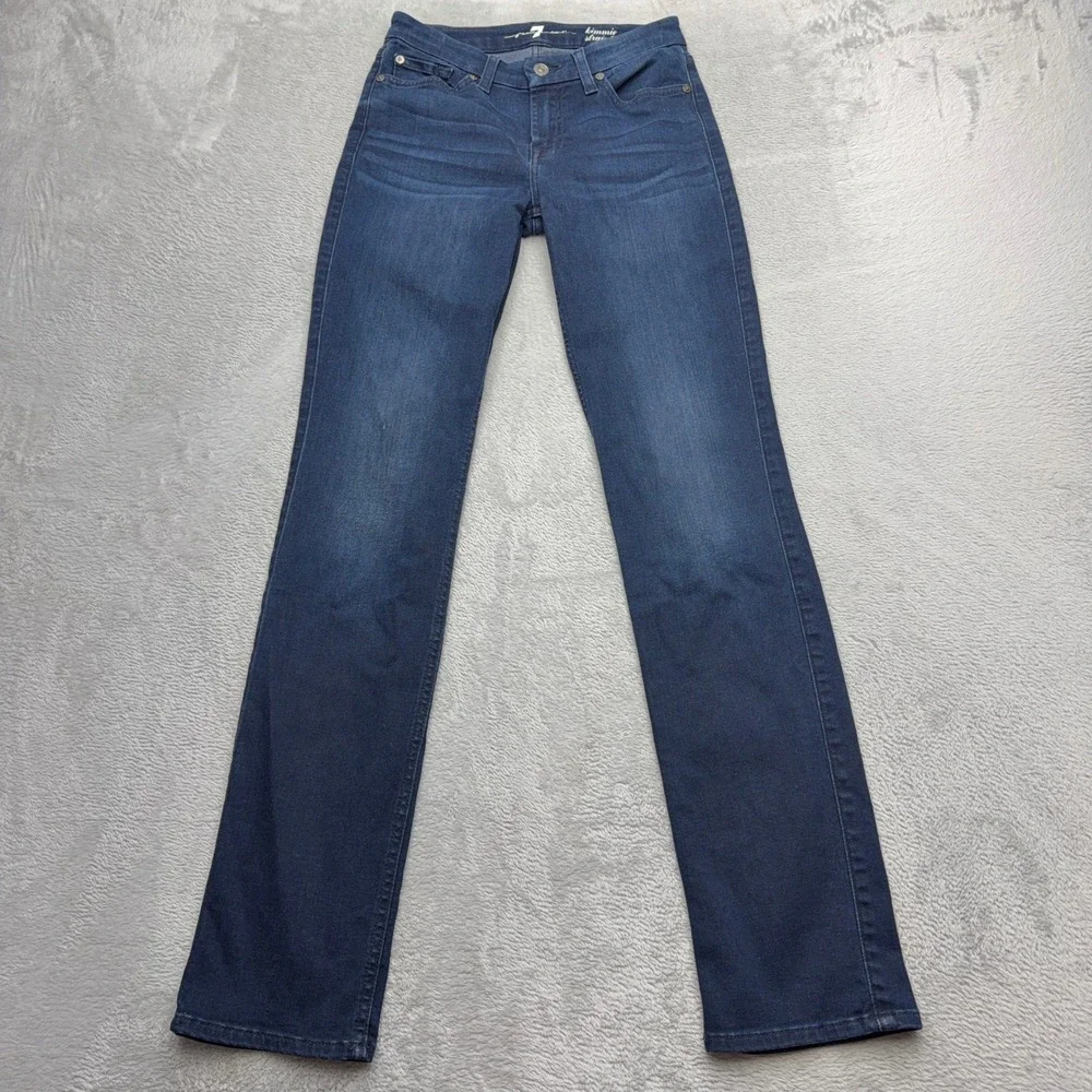 7 For All Mankind Jeans Womens 26 Blue Kimmie Straight Leg Dark Wash Stretch